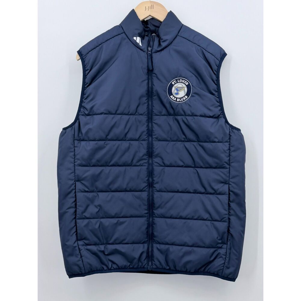 Adidas St Louis AAA Blues Puffer Vest Navy Hockey Layering Medium Men